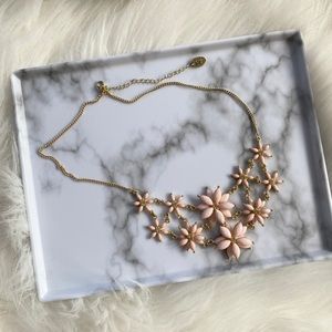 Pink and Gold Flower Statement Necklace